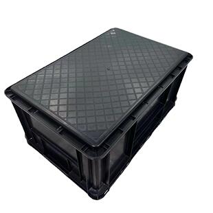 防静电6周转箱黑色带盖FZU流物0运输箱*40*28cm物料箱长方形翻盖
