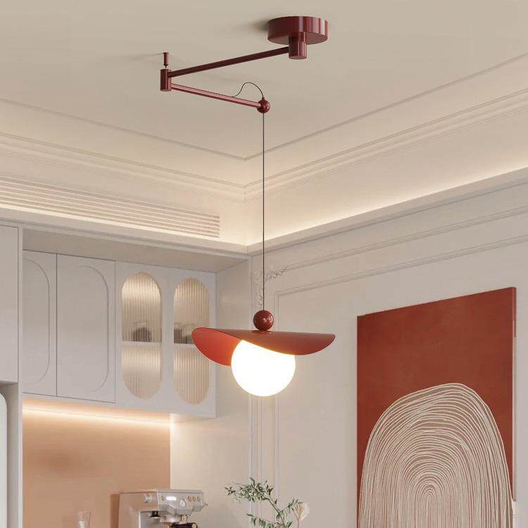 厅吊灯可移位移动摇2025新款奶餐油风臂02餐桌极简现代吧台约灯单