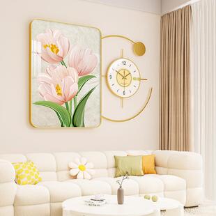 现代风厅客沙发XQH晶瓷壁挂饰品铁艺装饰画挂画背影墙上钟挂表装