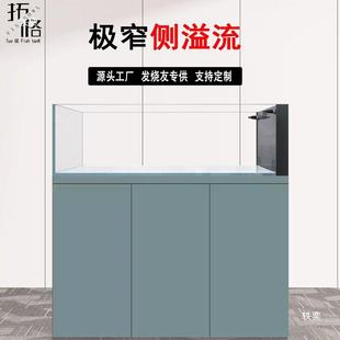 缸定thhloj#s.制极窄侧溢流底溪流缸金晶五线超白鱼缸业风滤龙鱼