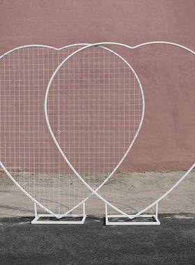 礼新款心婚庆道具网格形拱门屏风铁艺单杆架TOB子户外婚对气球派