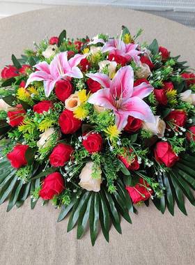 大圆桌花中间摆花轻奢花台花仿花真酒店饭店餐面装饰转盘花B71322