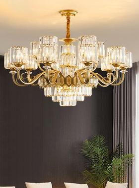 客厅吊灯现晶代轻63617水吊灯高奢档美式华别墅复式楼大吊灯大厅