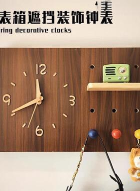 洞电表箱装饰画带钟表025新款中古风免打2孔电闸盒遮挡AL100473洞