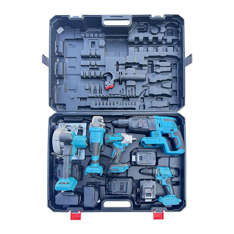 锂电641五件套家用锂电扳手具角磨机多功能电工锤电动工具套组合