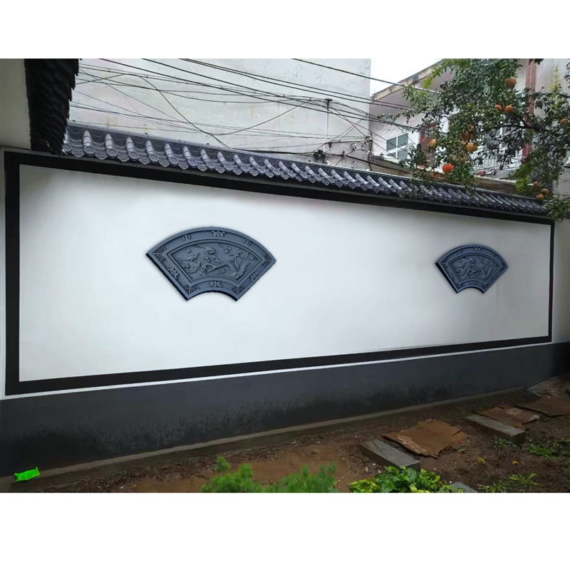 塑料仿砖雕扇形梅兰竹菊中式仿古墙面装饰立体院墙挂件背景墙墙饰