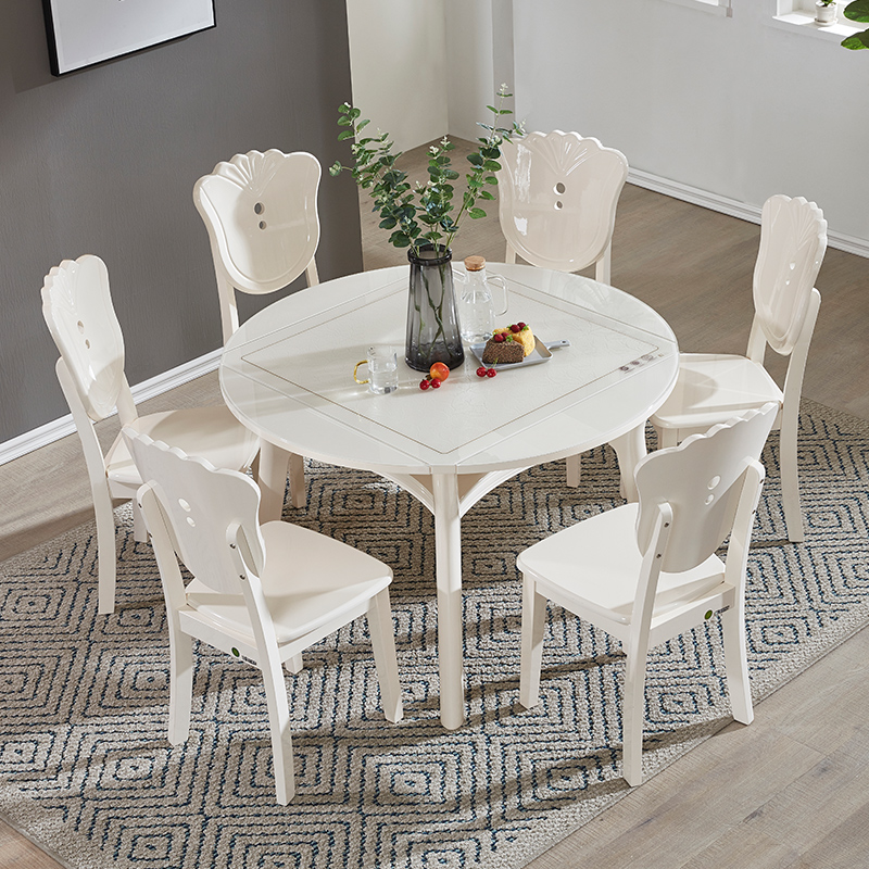 方桌变圆桌餐桌多功能可折叠餐桌小户型正方形实木伸缩餐桌椅