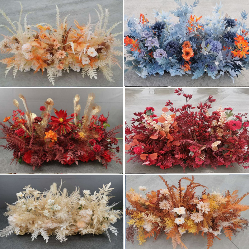 新款婚庆布置装饰花排迎宾花墙排花路引T台花艺婚礼背景仿真绢花