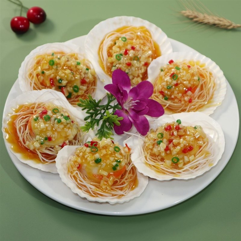 仿真扇贝粉丝模型菜样品食物摄影道具菜品模具饭店摆件酒店用品