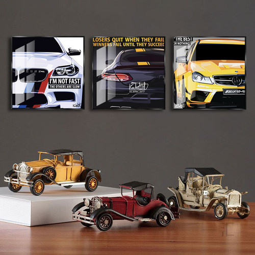 免打孔潮流汽车装饰画4S店挂画改装店海报壁画客厅背景墙画工业风