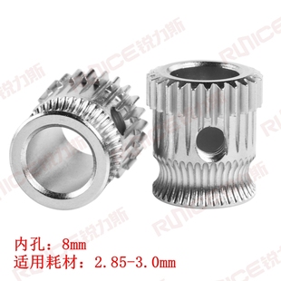 挤出轮组件 内径8mm 双驱动齿轮挤出机套 2.85耗材 3D印表机配件