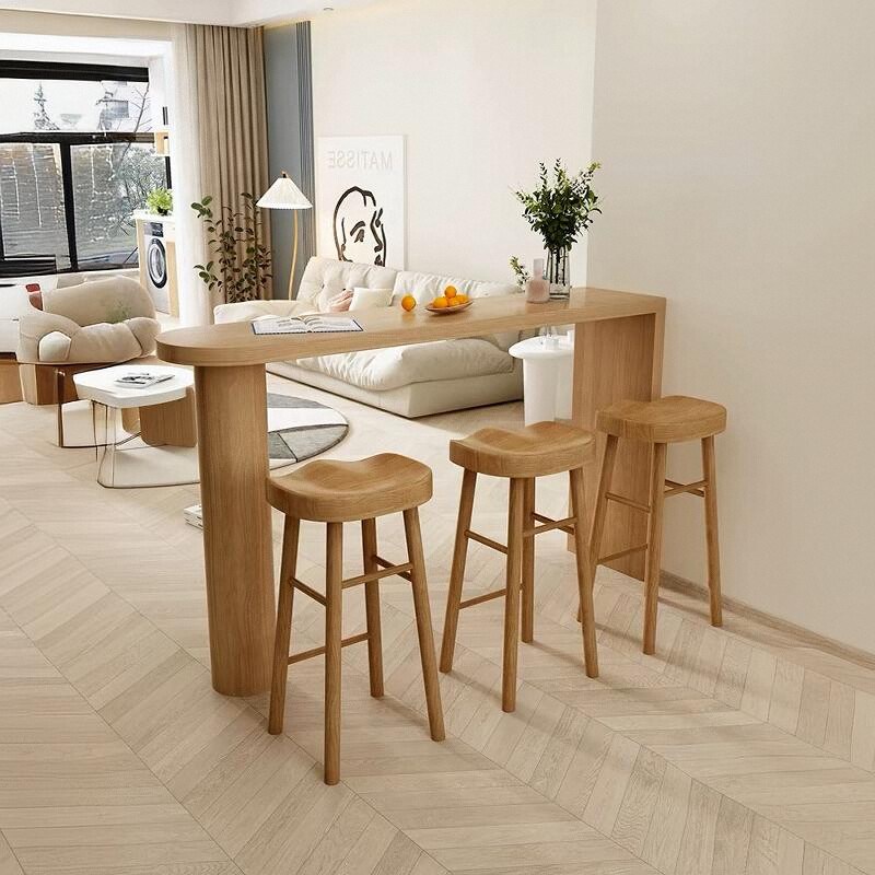 实木吧台简约现代 家用客餐厅隔断桌 阳台靠墙长条桌高脚桌椅