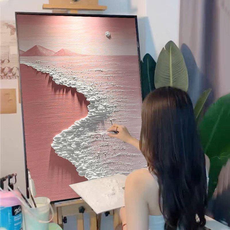 石英砂丙烯肌理画diy材料全套装饰立体数字油彩画高级感手绘颜料