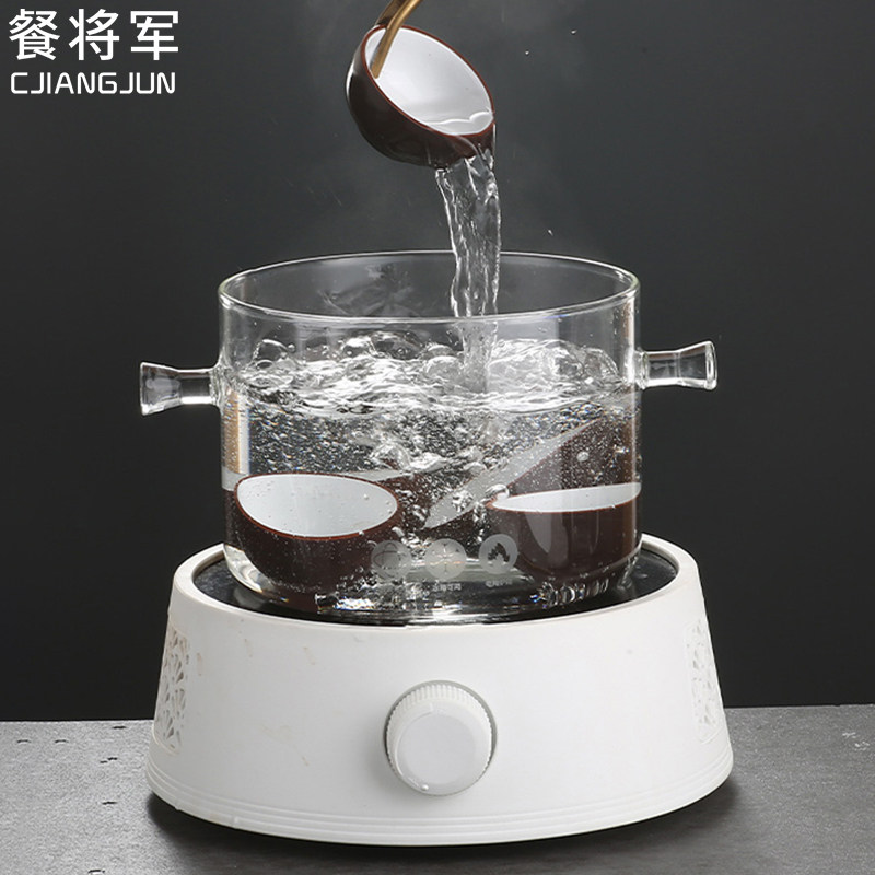 耐热玻璃茶洗煮茶杯消毒锅带盖大号杯洗电陶炉煮水盂洗茶具盆笔洗