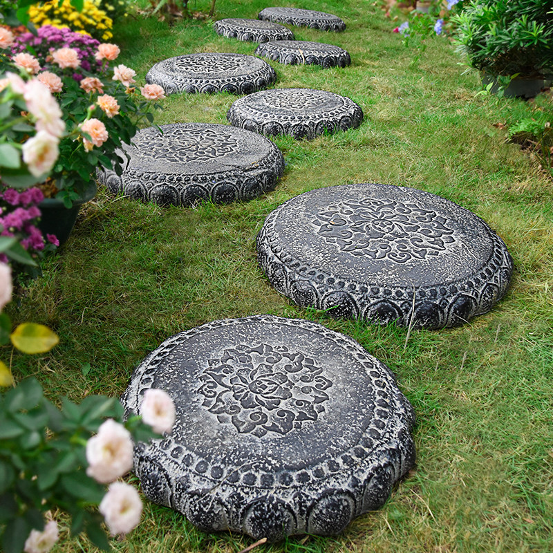 庭院花园草坪艺术踏步石町步石板铺路石圆地砖步道石板引路脚踩石
