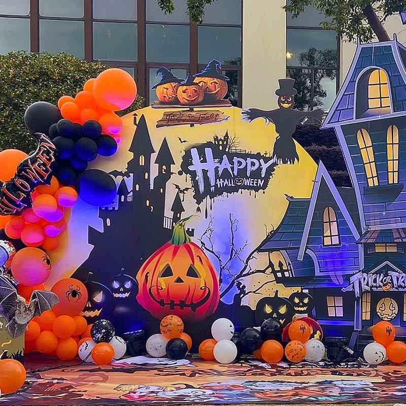 万圣节室内商超门店公司活动布置定制气球款式背景KT板搞怪装扮