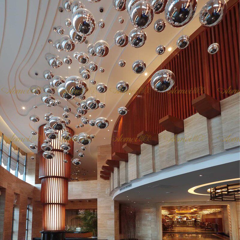 吊饰电镀玻璃球艺术工程装饰酒店楼梯间售楼部天花板空中吊顶挂饰