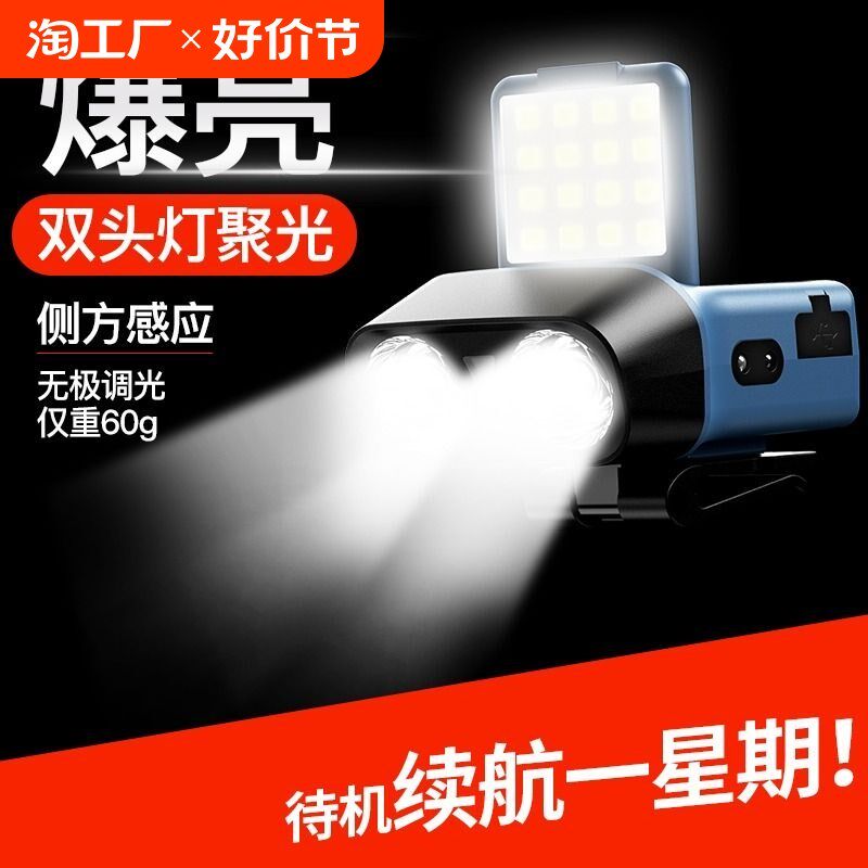 头灯钓鱼专用强光超亮超长续航头戴式帽夜钓灯感应新款登山防水