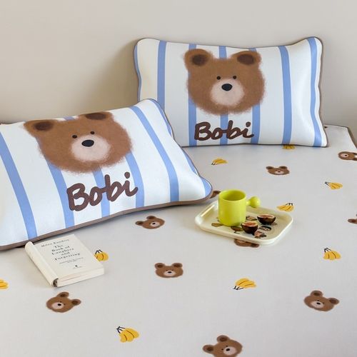 卡通可爱冰丝凉席三件套床笠款可水洗机洗冰丝席夏季凉感空调软席