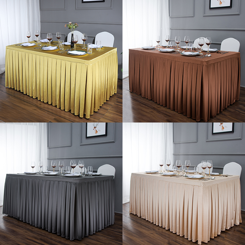 定制会议桌布餐桌台布长方形桌套罩酒店桌裙签到展会活动锦锻台裙