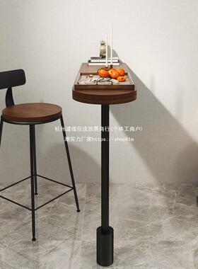 简实客木吧台桌家用餐阳台厅tlznloj#隔约断厨房靠墙高脚桌子原木