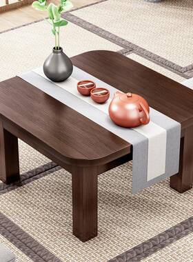 桌楠正竹炕实木方桌方形40966床上学米习桌饭桌榻榻桌子小茶几飘