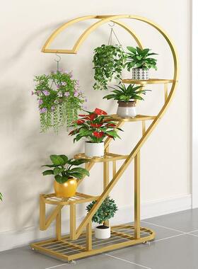 花台架阳层花盆架多客厅网饰红置物架落地多70576层装室内铁艺心