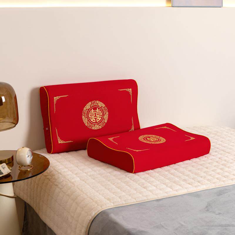 套婚庆枕套一对装60*4刺绣0红色喜庆结婚枕套款枕头乳胶59250234