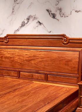 木年轮甸花梨木烫蜡大床大缅果GGF檀双1.8米人大脚床卧室家紫具