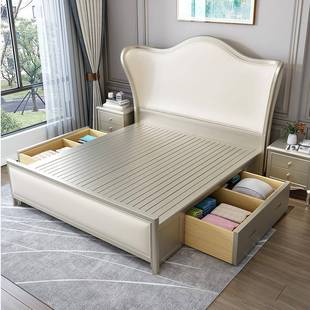 美式 奢现代简1.8m主卧奢双人简欧大约床物华皮储公主 实木床轻905