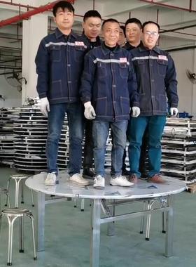 不钢圆桌折GVH叠桌转盘桌圆烧烤8人子小圆桌食堂桌餐桌不锈钢圆锈