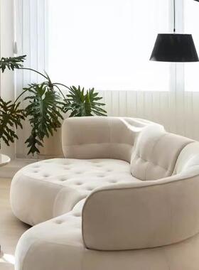 现代意式轻布奢异形形沙发弧设计磨大60082堂接待大户型客厅砂皮