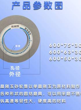 耐单晶刚玉平5行砂轮600*HYB7超5*0硬质合金3打磨机砂轮磨不锈钢