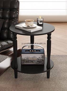 双复古风实圆木边几茶水柜层边柜用家客厅小户型形沙发茶NIB几小