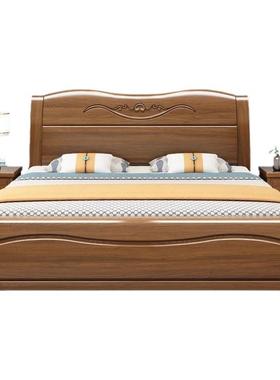 实木现中式卧室单人床1.5m双人1.m代UIB大床8金丝胡桃床木主卧储