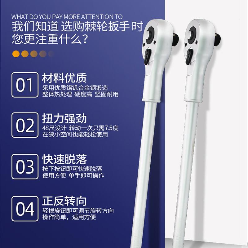 长城棘轮手向19mm双快速大扳手1寸汽修工具套筒头重型板手2YLF0扳