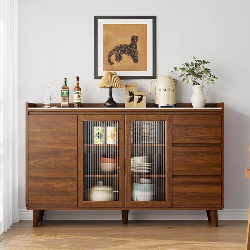 实体餐边柜靠木墙一物柜双层多功能酒柜储NBK收纳柜新中式茶水柜