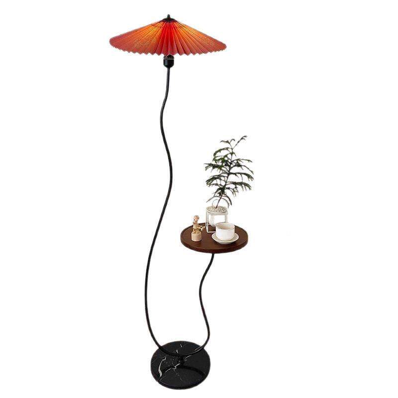 百褶落地卧灯置物架一体客厅沙116台发茶几立式灯床头柜室装饰氛