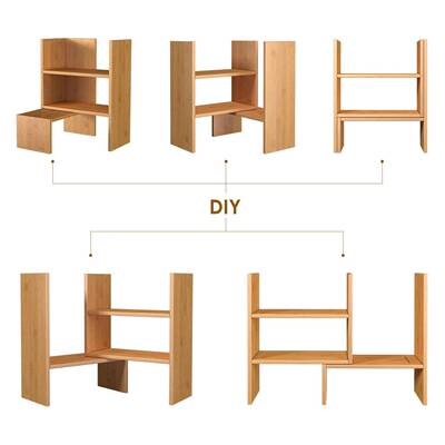 URY竹制书架办公厨房面储可调桌节面展示物架杂桌志架多功能书架