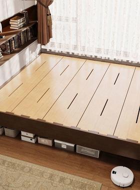 1.2全实米木26519米加厚榫卯结构榻榻无床头架加厚满铺橡胶木床双