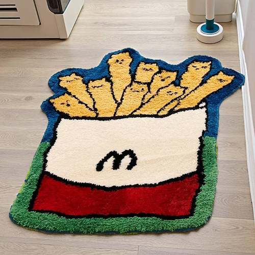 清新植物花卉地毯隔凉KWC防滑卧室床小边地毯脏吸水植耐客厅绒沙