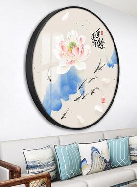 新中式圆形关酒店走廊过道九鱼装寓图意好进MAU门玄挂画锦鲤饰画