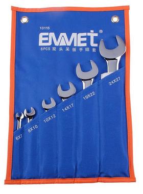 埃布米顿6PCS6DGJ精抛平面双件头开口扳手组套(袋装)11210115