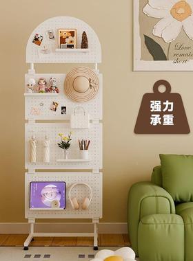 洞洞板置物架落地弧形造型墙卧客厅屏氛风室围布置FCI夹缝示杂志