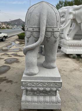 厂玉家现货花白岗岩石雕小大象庭院门口招财汉象一对看门石象SX42