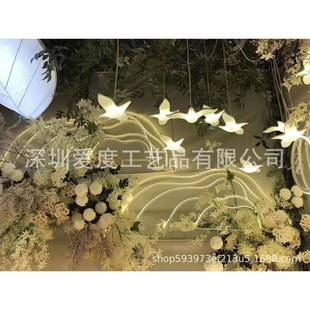 新款庆道婚具LED发光鸟鸥吊CTU灯婚礼庆橱窗装饰婚品迎宾海区布置