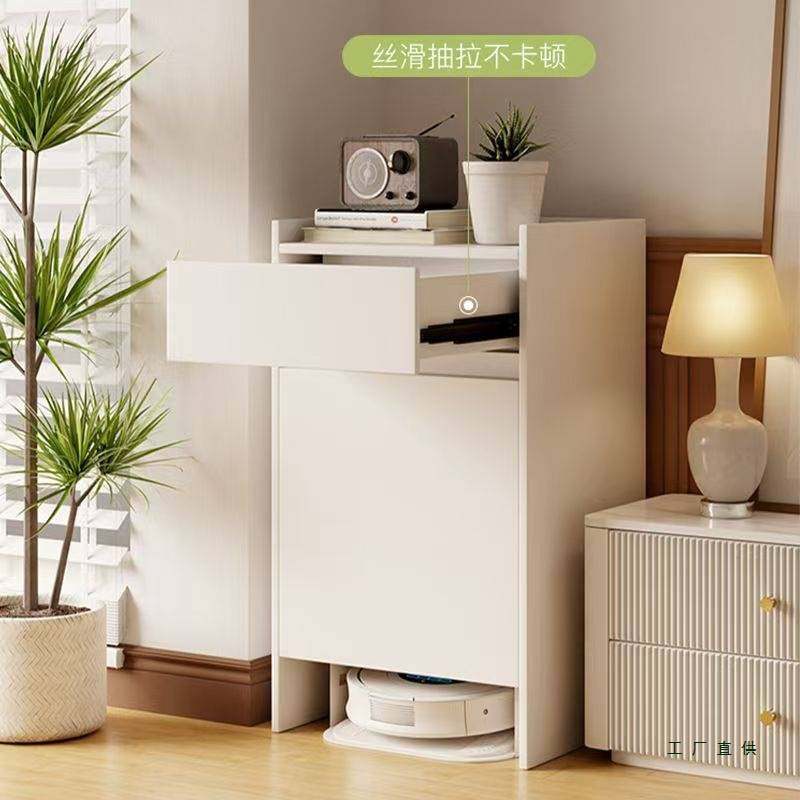 扫地机器人置物柜上方实木多层置物架带门家政柜基站柜储物柜定