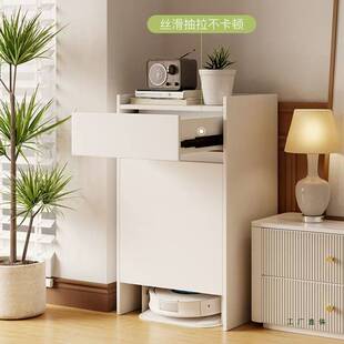 扫地机器人置物柜上方实木多层置物架带门家政柜基站柜储物柜定