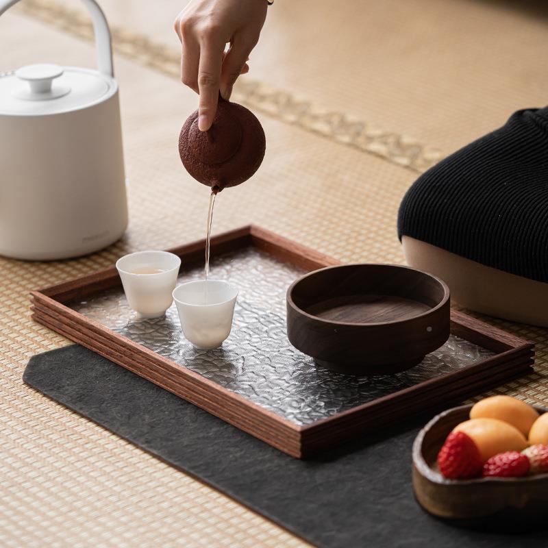 制茶点盘868015复古收纳点心桌盘围煮竹茶坚果盘六格茶分炉格盘中