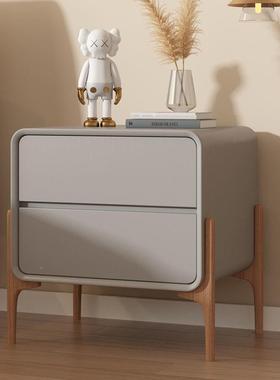 轻奢床头小型实ALI65879木简代约现极简意式床边柜柜家柜用卧室皮